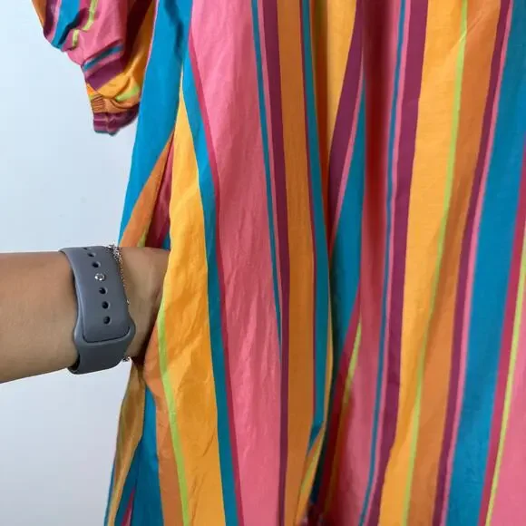 Farm Rio Rainbow Stripe Midi Dress